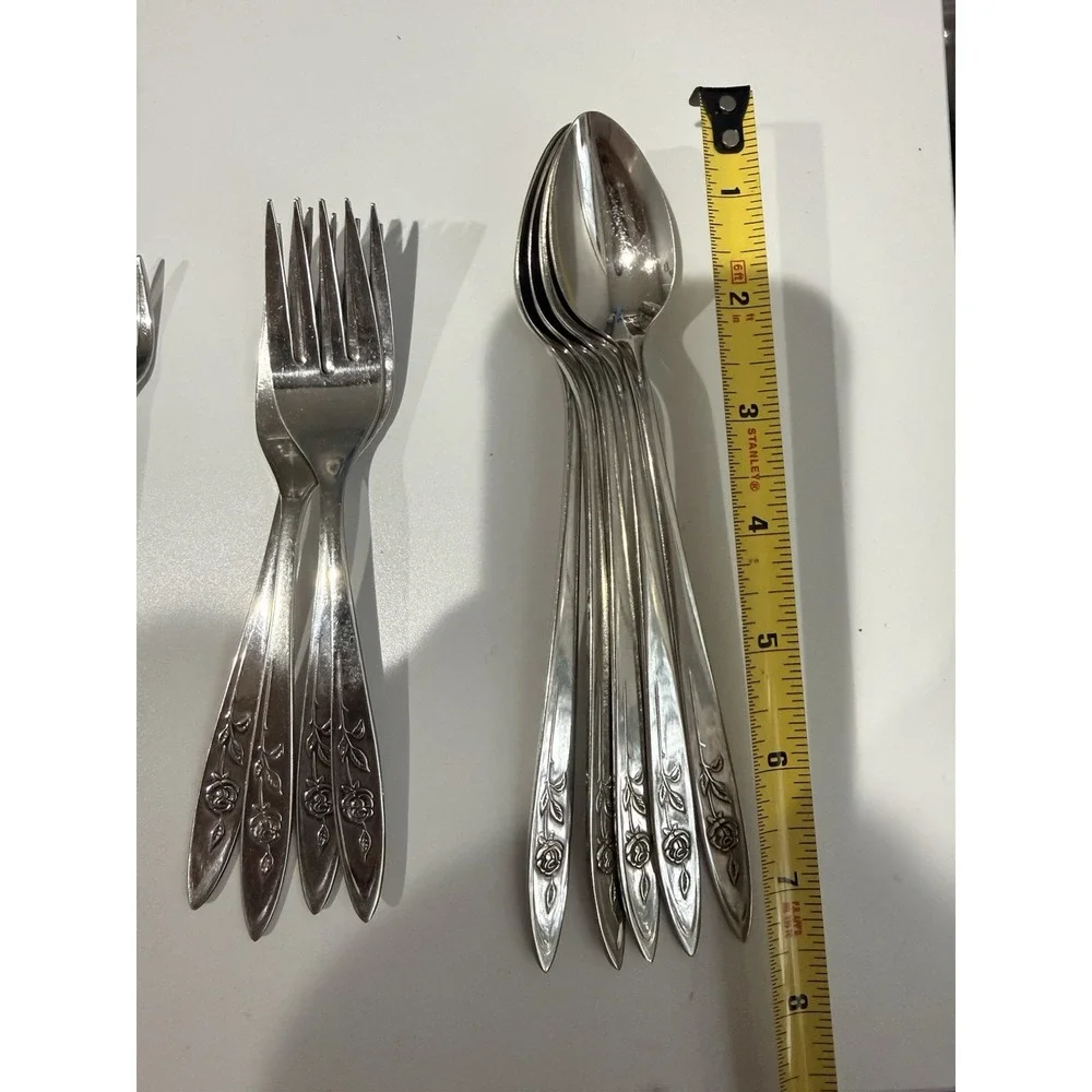 Vintage 1960's Oneida Community MY ROSE Stainless Flatware‎ Lot of 19